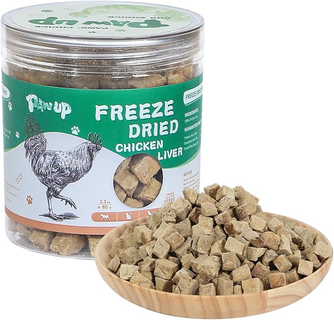 Freeze Dried Chicken Liver Pet Treats, High Protein Freeze-Dried Pet Food for Dogs, Cats, Fresh Ingredient Snacks, 2.1 oz, Rawhide Free&Grain Free