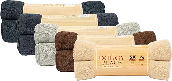 My Doggy Place - Super Absorbent Microfiber Towel - Dog Bathing Supplies - Microfiber Drying Towel - Washer Safe - Oatmeal - 45 x 28 in - 1 Piece