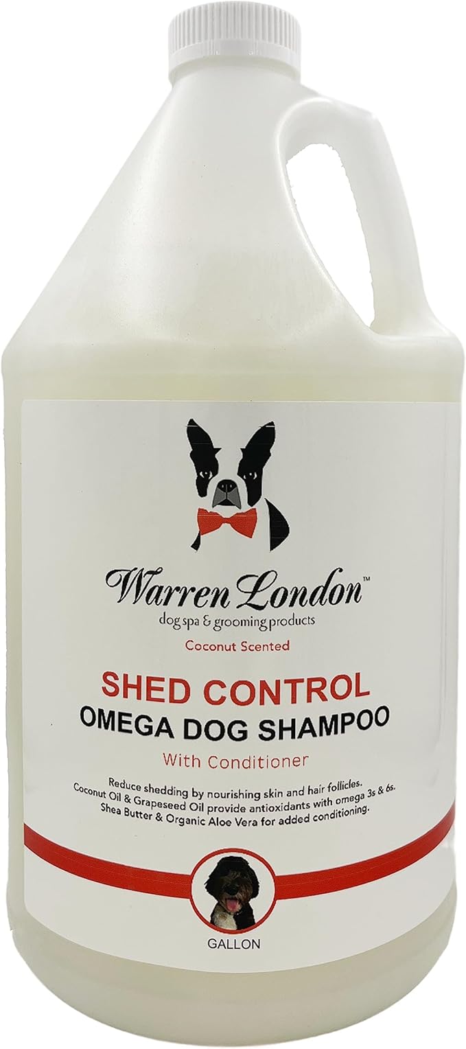 Warren London Shed Control Dog Shampoo for Shedding | 2-in-1 Dog DeShedding Shampoo and Conditioner | Nourishes Hair Follicles w/Grapeseed & Coconut Oil | Anti Shedding Shampoo for Dogs | 1gal