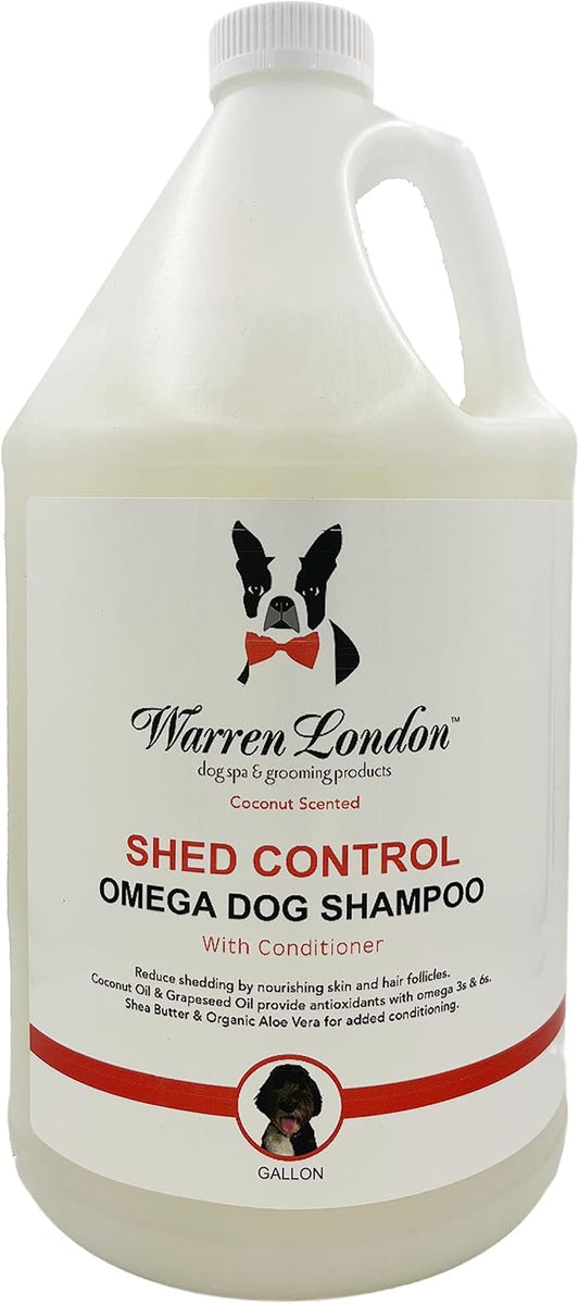 Warren London Shed Control Dog Shampoo for Shedding | 2-in-1 Dog DeShedding Shampoo and Conditioner | Nourishes Hair Follicles w/Grapeseed & Coconut Oil | Anti Shedding Shampoo for Dogs | 1gal