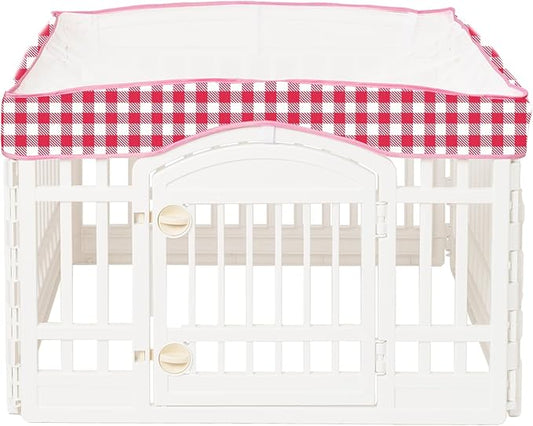 Dog Playpen Mesh Top Cover for 36" Inch Pet Playpen with 4 Panels, Dog Crate Cover Pet Tent Puppy Play Pen Cover, Ideal for Indoor/Outdoor Use. Note: Playpen Not Included!!! (Red)