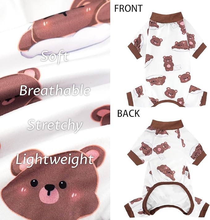 XPUDAC 4 Pack Dog Pajamas for Small Dogs, Puppy Clothes for Boy Girl Strechy Soft Pet Jumpsuit, Cat Onesie-Large