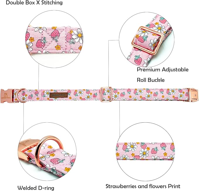 Lionheart glory Dog Collar Pink Dogs Collar Spring Summer Cute Collars Dog Female Soft Durable Adjustable Dog Collars for Large Dogs Pet Gift