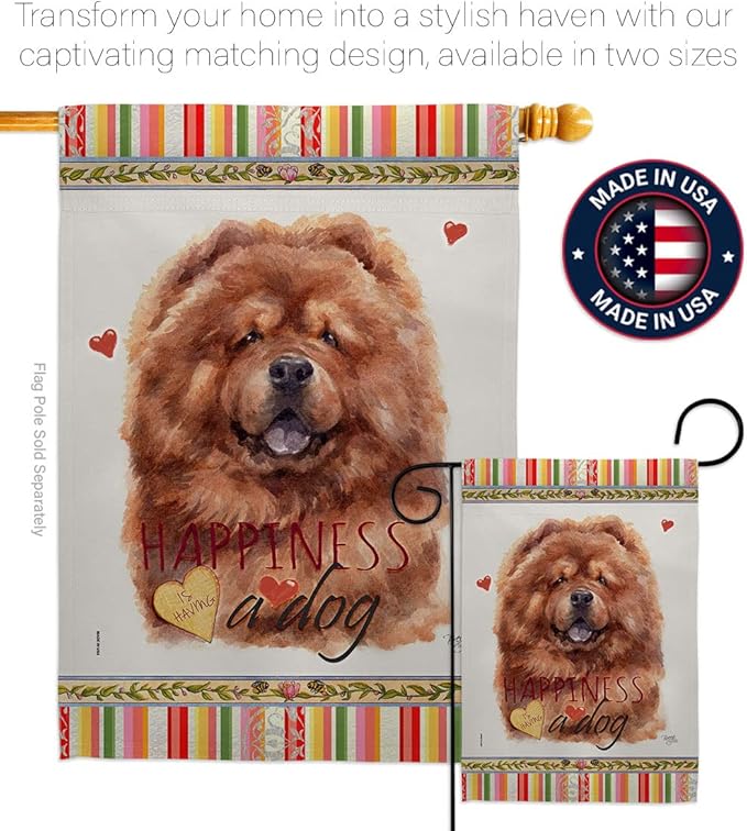 Breeze Decor Red Chow Happiness Garden House Flag Set Dog Puppy Spoiled Paw Canine Fur Pet Nature Farm Animal Creature Decoration Banner Small Yard Gift Double-Sided, Made in USA