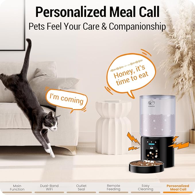 5L Automatic Cat Feeder with Sealed Outlet: 5G WiFi Automatic Dog Feeder with Large Pet Food Storage Container, Auto Cat Food Dispenser for Multiple Pets, Detachable for Easy Clean - 21 Cup