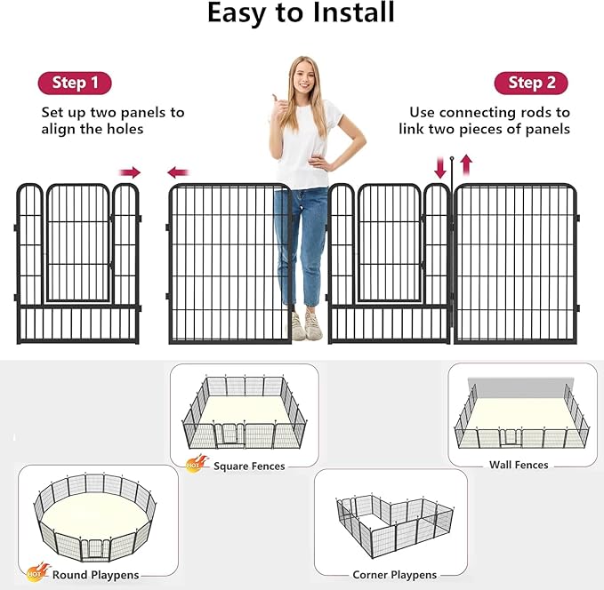 Dog Playpen 32" Height 24 Panels Portable Dog Fence Outdoor for Yard Puppy Playpen Indoor Dog Pen Outdoor for Medium/Small Dogs, Heavy Duty Pet Playpen Dog Kennel for RV, Camping, Yard
