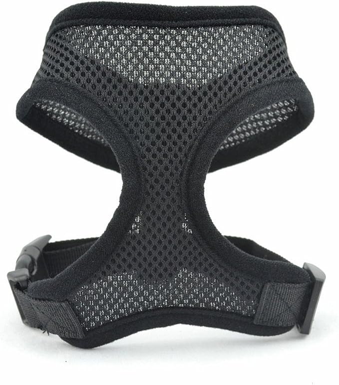 Pet Puppy Dog Cat No Pull Tug Collar Harness Safe Control Easy Soft Mesh Nylon Adjustable Vest Walking Harness (Medium, Black)