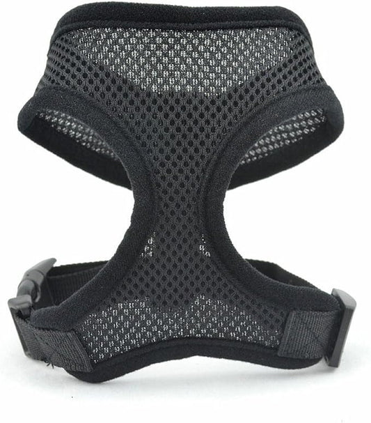 Pet Puppy Dog Cat No Pull Tug Collar Harness Safe Control Easy Soft Mesh Nylon Adjustable Vest Walking Harness (Medium, Black)