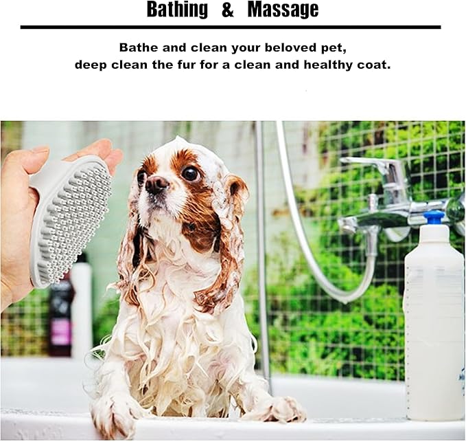 Microfiber Dog Towels for Drying Dogs, Dog Bath Brush & Towel Set, Super Absorbent,Machine Washable, Rubber Dog Wash Brush,Dog Shower Bathing Brush for with Adjustable Ring Handle(Grey)