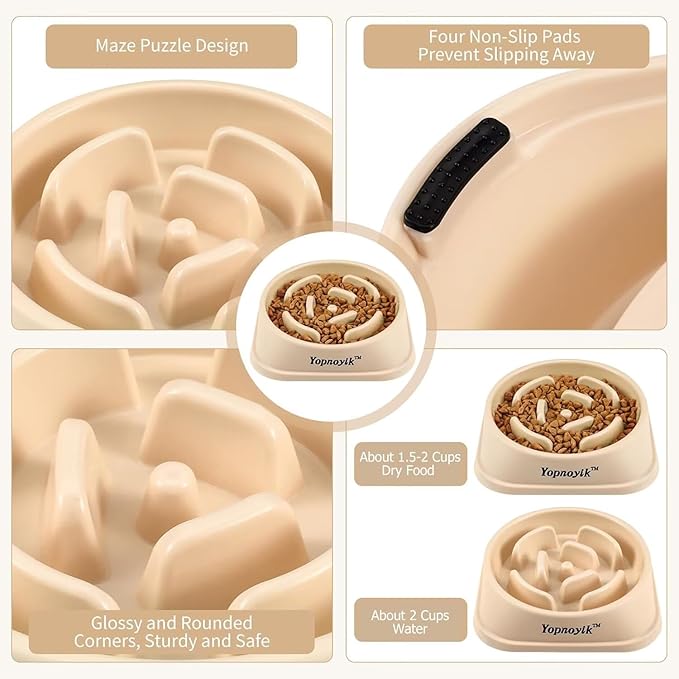 Slow Feeder Dog Bowls for Healthy Eating, Non-Slip and Anti-Choking Design, Reduces Bloating & Overeating for Small & Medium Dogs and Cats, Easy to Clean