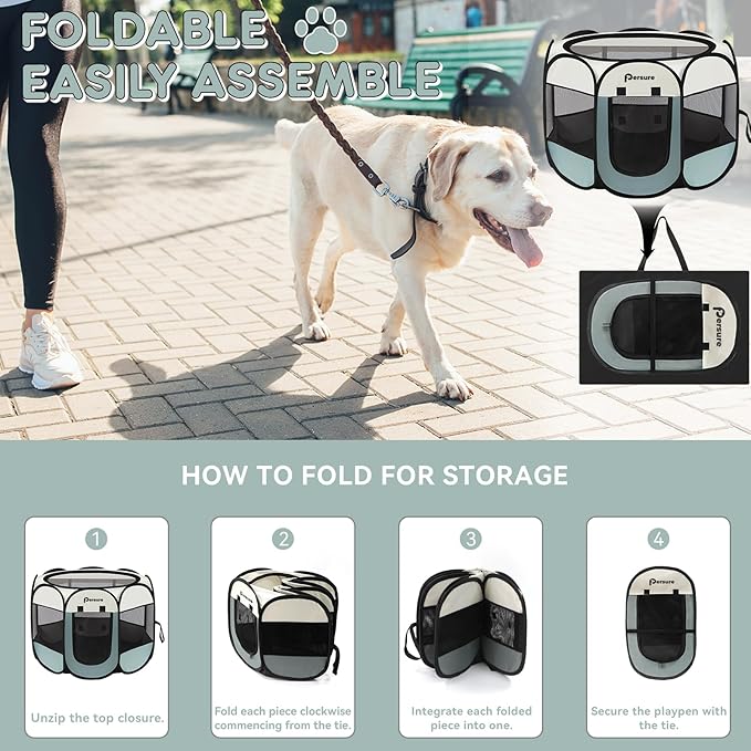 Dog Cat Playpen Indoor Outdoor for Puppy Pet Dog Cat Travel and Recovery After Surgery, Dog Enclosure Tent Crates Cage Indoor/Outdoor, Portable Pop Up Dog Kennel with Carrying Case (Grey, Medium)