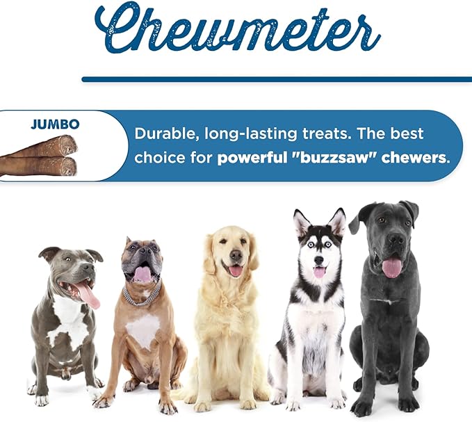 Best Bully Sticks 6 Inch Jumbo Bully Sticks for Large Dogs - 100% Natural, Grass-Fed Beef - Single Ingredient Grain and Rawhide Free Bully Stick Dog Chews | 12 Pack