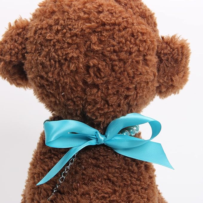 Dog Cat Pearls Necklace Collar with Bling Accessories and Ribbon Bow Pet Puppy Jewelry for Female Dogs Cats Small Medium (XL, Blue)