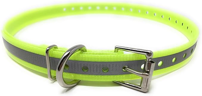 Replacement Strap for Dogtra Collars - 3/4" Wide Ultra-Durable Dog E-Collar Replacement for Training, Bark, Shock, Electric, and GPS Collars - 28" Adjustable Length Reflective Yellow