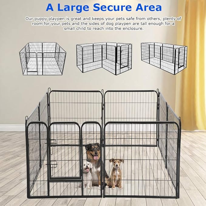 Pet Playpen 8 Panel 40 inch Indoor & Outdoor Folding Metal Exercise Pen & Pet Playpen Puppy Cat Exercise Fence Barrier Playpen Kennel