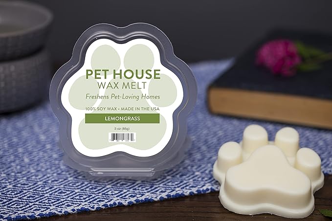 One Fur All Pet House Spring and Summer Wax Melts for Pet Odor, Natural, Plant Based Soy Wax Melts, Long Lasting Fragrance for Fresh Smelling Homes, Lemongrass