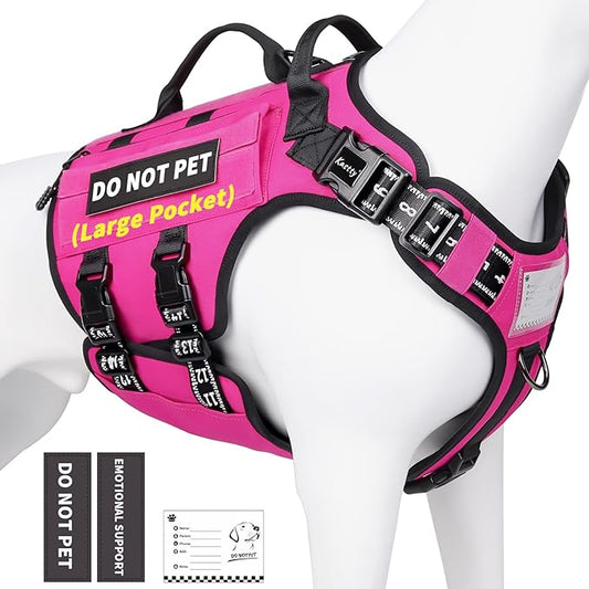Kastty Dog Harness Premium Quality - Tactical Dog Harness for Medium Large Dogs No Pull - Reflective Service Dog Harness with Pockets - Adjustable& Comfortable Dog Harness for Training or Walking