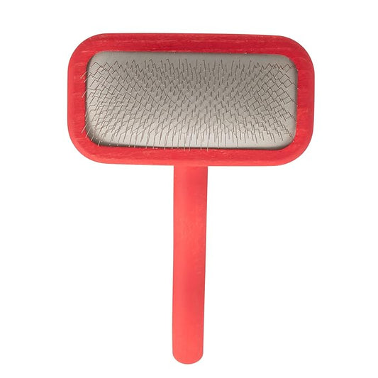 Chris Christensen Mark II Slicker Brush, Groom Like a Professinal, Stainless Steel Pins, Lightweight Beech Wood Body, Ground and Polished Tips, Red Small