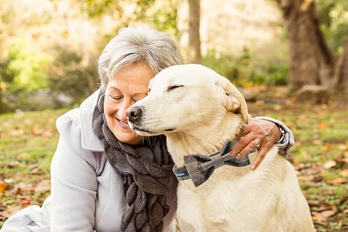 MACA Bates Dog Brown Woolen Collar with Nylon- Warm and Soft Bows Dog Collar for Large Medium Small Dogs, Adjustable Dog Collar with Metal Buckle for Boy and Girl in Winter, XS Puppy Collar