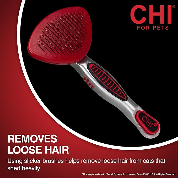CHI for Cats High-End Self-Cleaning Slicker Brush, Perfect for Indoor Long-Haired Pets, Effective Shedding and Grooming Tool