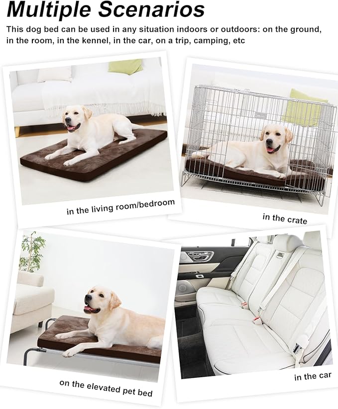 Dog Crate Bed for X Large Size Dogs,XL Washable Dog Kennel Pad Ultra Soft Pet Sleeping Mat for Cages,Anti-Slip Bottom,41x27 inch,Brown