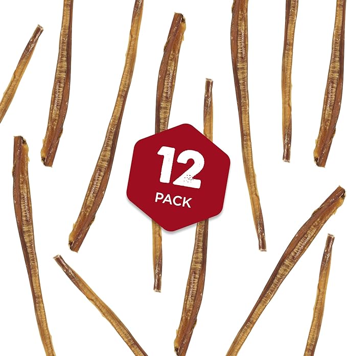 Best Bully Sticks 12 Inch Odor Free Bully Sticks for Dogs, 12 Pack - 100% Natural, Grass-Fed Beef, Easily Digestible Bully Bones, Grain and Rawhide Free, Odorless Dog Bully Sticks for Large Dogs