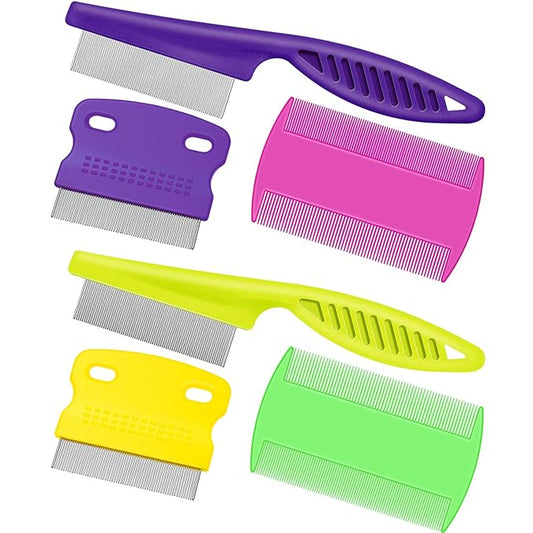 6 Pieces Pet Lice Combs Dog Grooming Flea Cat Tear Stain Comb for Removal Dandruff, Hair Stain, Nit(Pink, Green, Purple, Yellow)