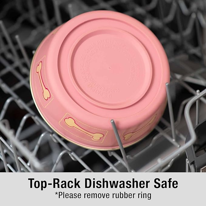 Loving Pets Bella Dog Bowls- Stainless Steel Dog & Cat Bowls - Spill Proof Dog Food Bowl, Cat Bowl, Puppy Essentials & Pet Supplies Great for Home & Travel (Small 10-20 lbs, Coastal Pink)