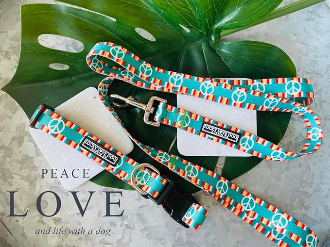 Lucky Love Dog Collar, Beautiful & Vivid Pattern X-Small Boy Dog Collars, Easy On & Off Clasp Accessory, Peace On Earth, Extra Small