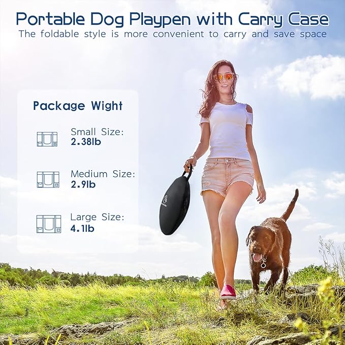 Dog Playpen,Pet Playpen,Foldable Puppy Cat Playpen,Portable Exercise Kennel Tent Crate,Water-Resistant Breathable Shade Cover,Indoor Outdoor Travel Camping Use for Small Animals with Carrying Case(M)