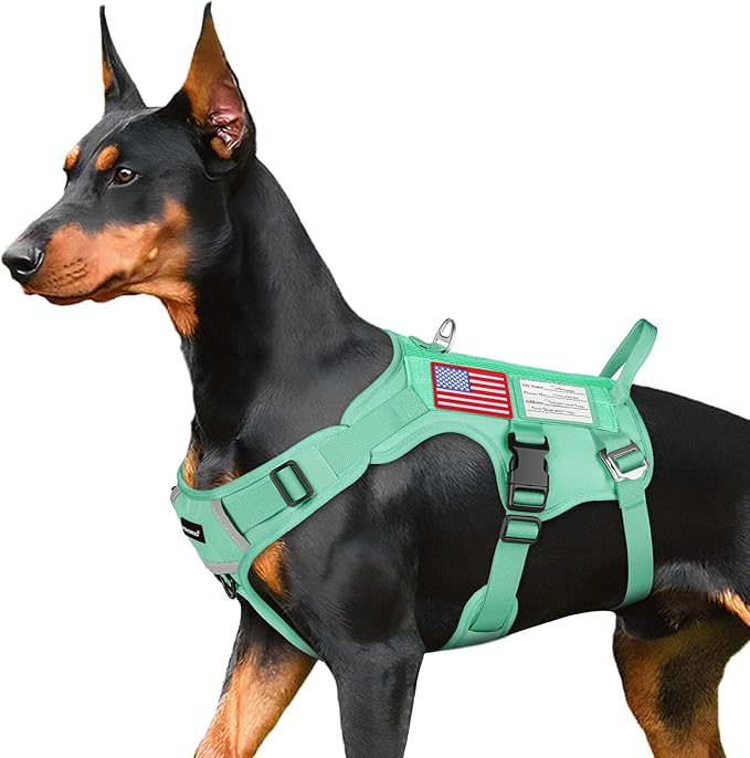 FAYOGOO Tactical Dog Harness for Large Dogs - Mesh Breathable Dog Harness Escape Proof with Handle - No Pull Military Service Dog Vest with Removable Patches for Walking,Training,Hiking
