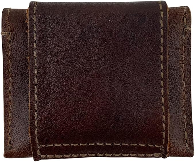 Taco Dog, Dog Tag Silencer Handmade from 100% Full Grain Leather - Durable Pouch with Button Snap Closure That Attaches to Collar - Store Pet ID Tags for Zero Noise, Great for Hunting - Bourbon Brown