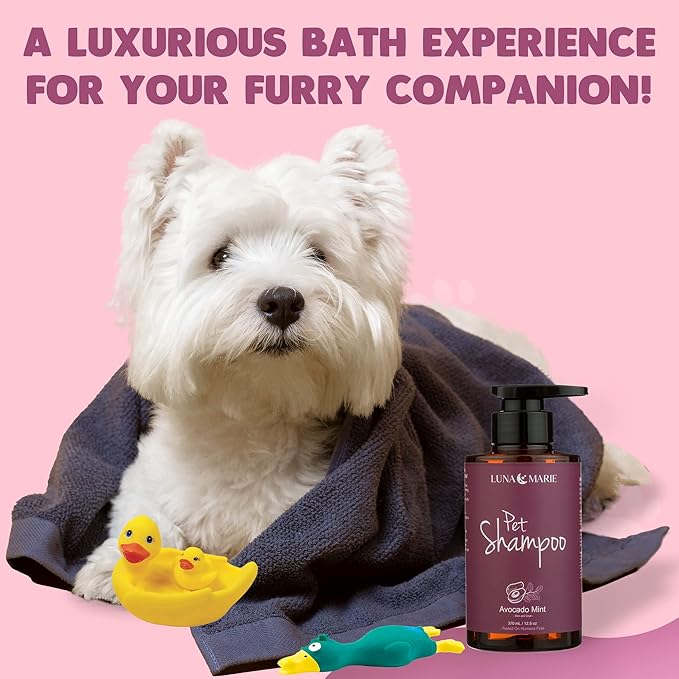 Avacado Mint Pet Shampoo | 100% Cruelty-Free and Vegan Pet Shampoo for Grooming, Dry and Itchy Skin, Moisturizing Gentle Formula for Dogs and Cats (Avacado, 12.5oz)