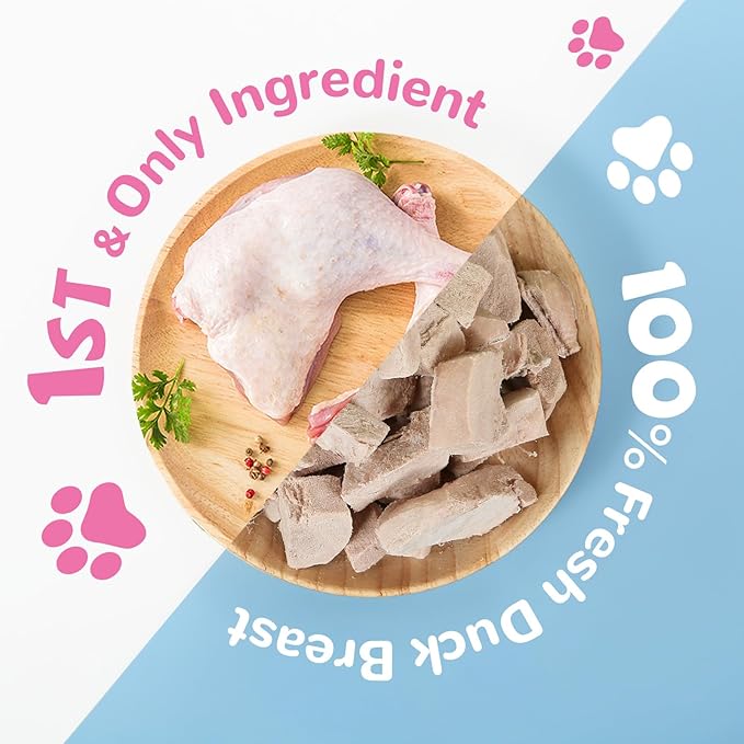 Freeze Dried Duck Treats for Cats Dogs, Freeze-Dried Raw Food Topper, High Protein, Gluten&Grain Free, Rawhide Free, 3.8 oz