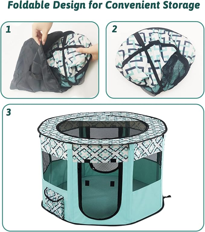 BNOSDM Rabbit Playpen with Zippered Top Portable Cat Play pens Cage Tent Kitten Foldable Pop Up playpen Indoor Outdoor Travel Use Exercise Yard Fence for Rabbits Kittens Cats