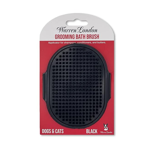 Warren London Grooming Bath Brush for Dogs and Cats | Applicator for Dog Shampoo, Hydrating Butter, or Pet Leave In Conditioner | Black