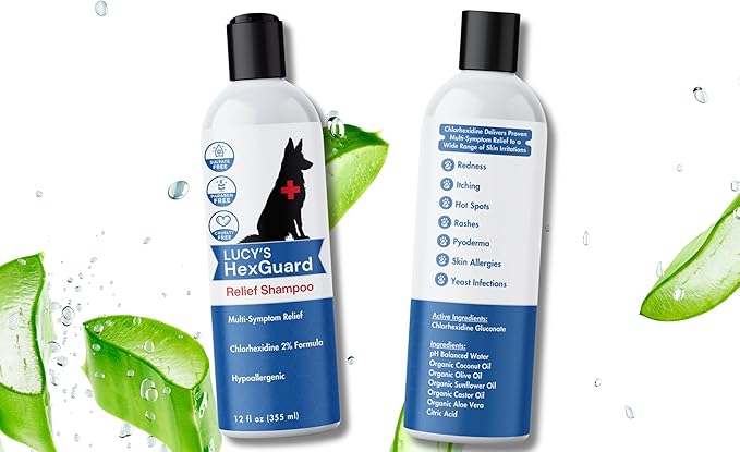 Lucy's Pet Skin Irritation Relief Shampoo - Soothes Rashes, Hot Spots, Skin Allergies, Pyoderma & More I Certified Organic Ingredients I Safe for Dogs & Cats I Unscented I 12oz