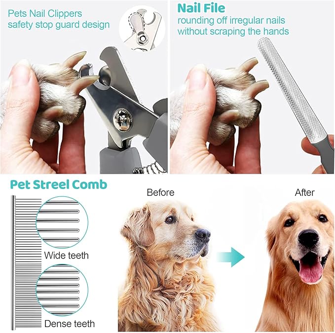 Pet Grooming Hammock, Dog Restraint Harness with Nail Clippers/Trimmer/Nail File/Comb, Cute Printed Dogs Sling Hanger for Nail Trimming Grooming (XXL)