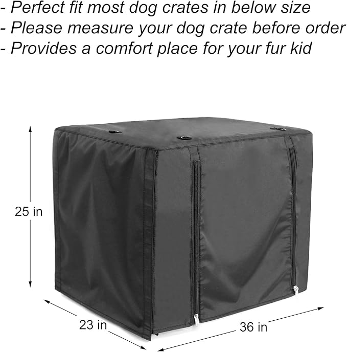 Durable Dog Crate Cover Double Door for Large pet Cover Kennel Covers Universal Fit for 36 inches Wire Dog Crate (36 Inch (36" L x 23" W x 25" H))-Black