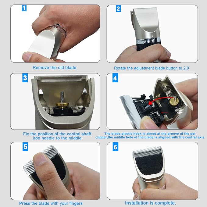 Audoc Dog Grooming Clipper Replacement Blades, Ceramic and Stainless Steel, Low Noise, Fits Oneisall Pet Clippers