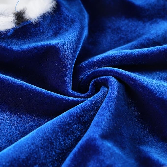 Lovelyshop pet Serial Lux Fur Blue Cat Dog Cloak for Halloween Costumes, King Queen Prince and Princess Cosplay-XL