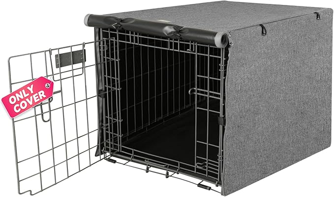 Dog Crate Cover - Kennel Covers Fit for 24 Inch Dogs Crate, Double Door Polyester for Wire Puppy Cage Indoor Outdoor Protection, Grey