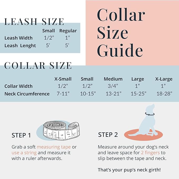 Lucky Love Dog Dog Collar, Leash Set Small, Medium, Large, Premium, Cute and Adjustable Collars for Male and Female Dogs, Winterblue Combo, Small