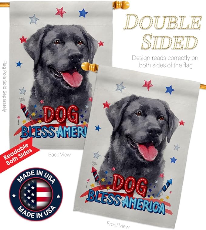 Breeze Decor Patriotic Labrador Garden House Flag Kit Dog Puppy Spoiled Paw Canine Fur Pet Nature Farm Animal Creature Decoration Banner Small Yard Gift Double-Sided, Made in USA