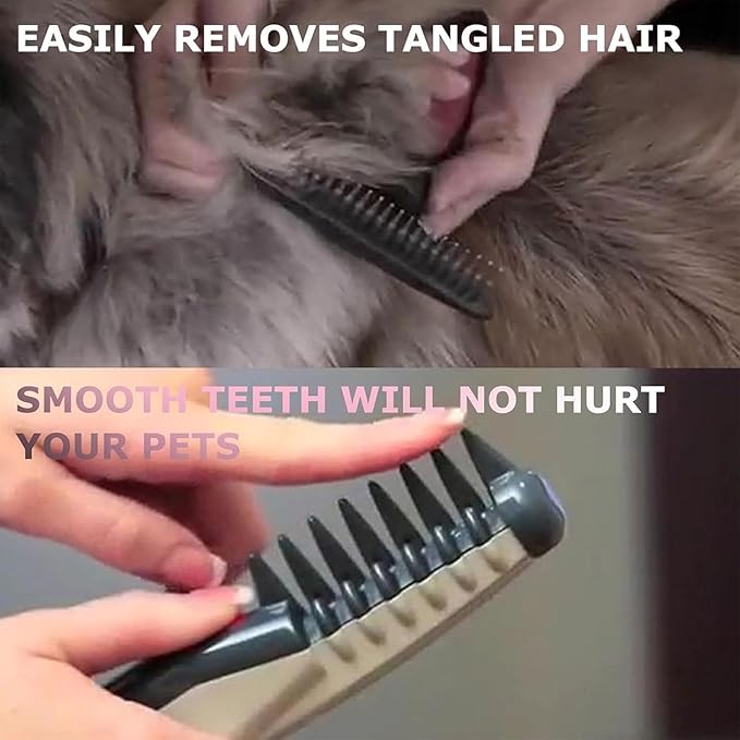Cat Brush for Shedding - Electric Adjustable Dogs Comb, Comb and Trim 2-In-1 Pet Hair Removal Tool, Suitable for Detangling Tangled Hair on Cats and Dogs (2 Pcs)