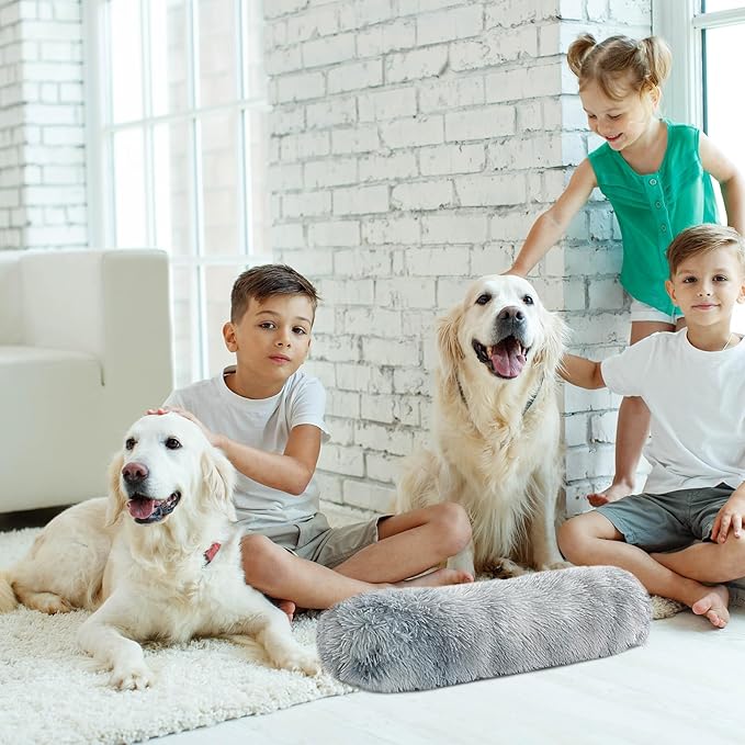 HOMBYS 25" Length Dog Pillows for Large and Medium Dogs, Soft Faux Fur Claming Dog Nek Pillow for Improving Anxiety Reduce, Machine Washable Pet Pillow for Cats, Plush Pet Toy(Tie-Dye, 25"x8"x4")