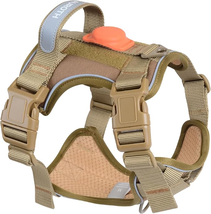 AUROTH Dog Harness Medium Sized Dog, Dog Vest Harness Medium Size Dog, Medium Dog Harness, No Pull Dog Harness for Medium Dogs with Handle, Army Yellow M