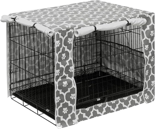 Dog Crate Cover for Wire Crates, Heavy Nylon Durable Waterproof Windproof Pet Kennel Cover Indoor Outdoor Protection - Cover only - GrayPaw - Xlarge, 42-Inch