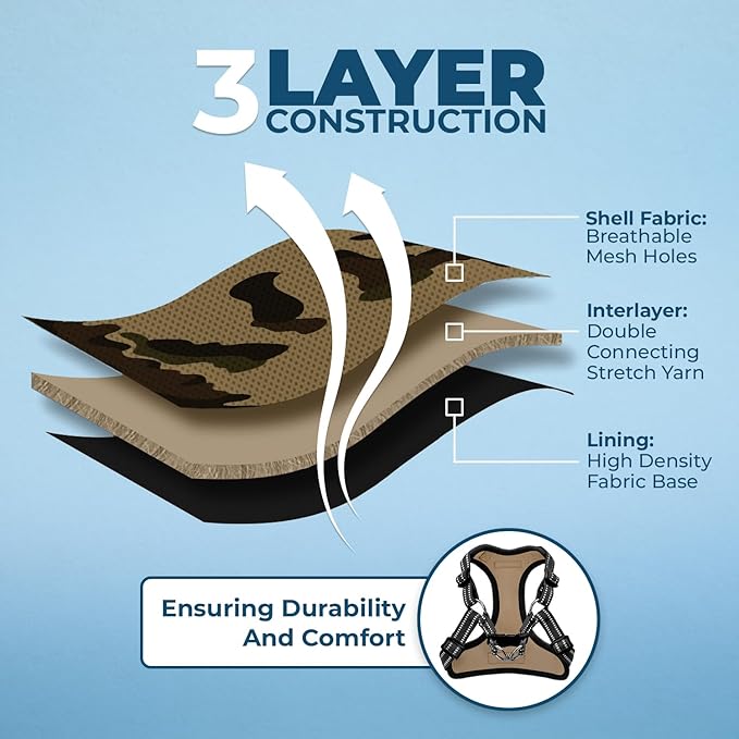 Best Pet Supplies Voyager Adjustable Dog Vest Harness Breathable No Pull Harness for Small, Medium, Large Dogs, Harness for Walking, Jogging, Easy Step-in, Reflective Stripes - (Army Base), XL