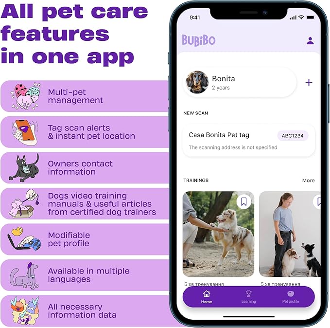 Premium QR Code Dog Tag - Smart Pet ID Tags for Dogs - Scan Dog ID Tag for Instant Location Alert & Modifiable Pet Profile - Dog Tags Personalized for Pets with Dog Training App (Blue)
